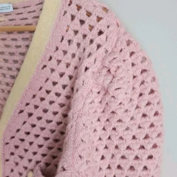 Zara Colorblock Cropped Sweater Size Medium Cottagecore Coastal Grandma - Picture 9 of 16